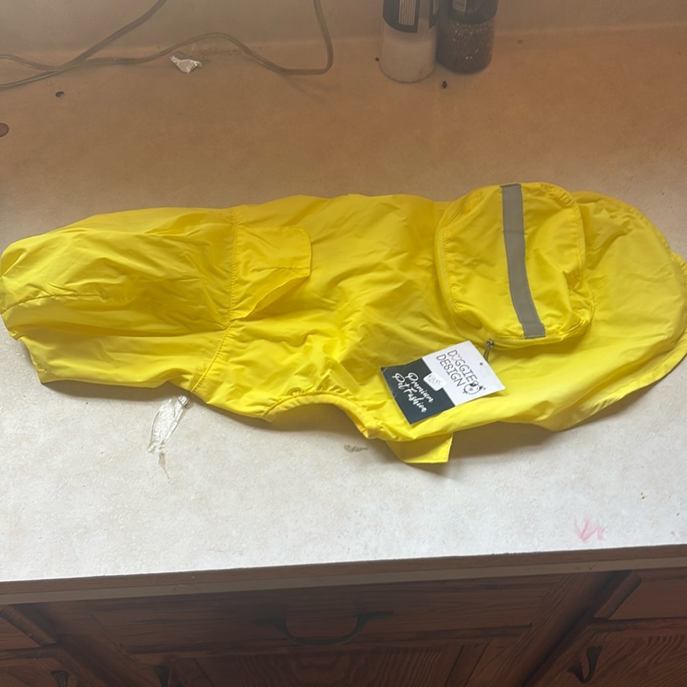 Large yellow packable raincoat for dogs